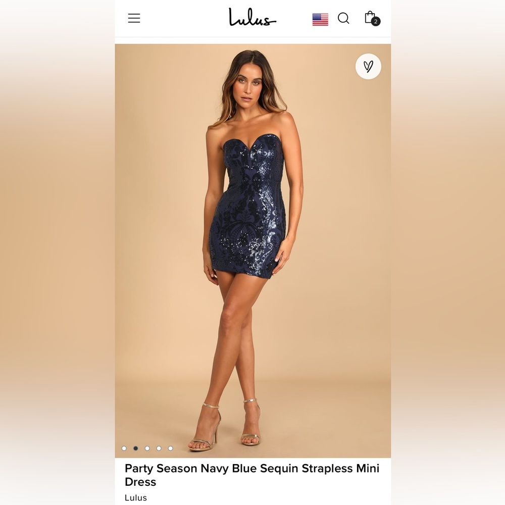 NWT Lulu's Party Season Navy Blue Sequin Strapless Mini Dress size L